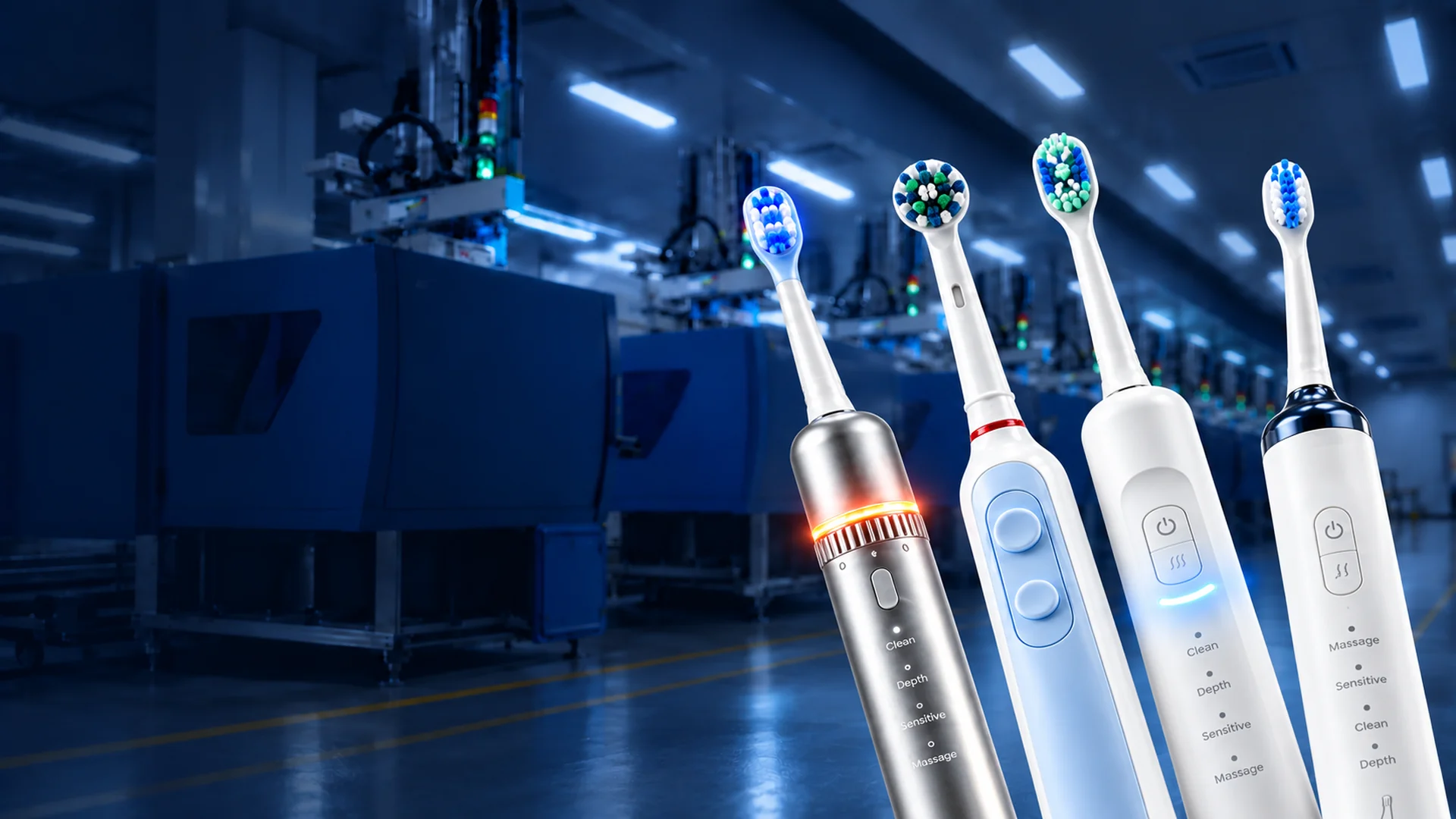 GEEKO manufacturing facility with electric toothbrushes