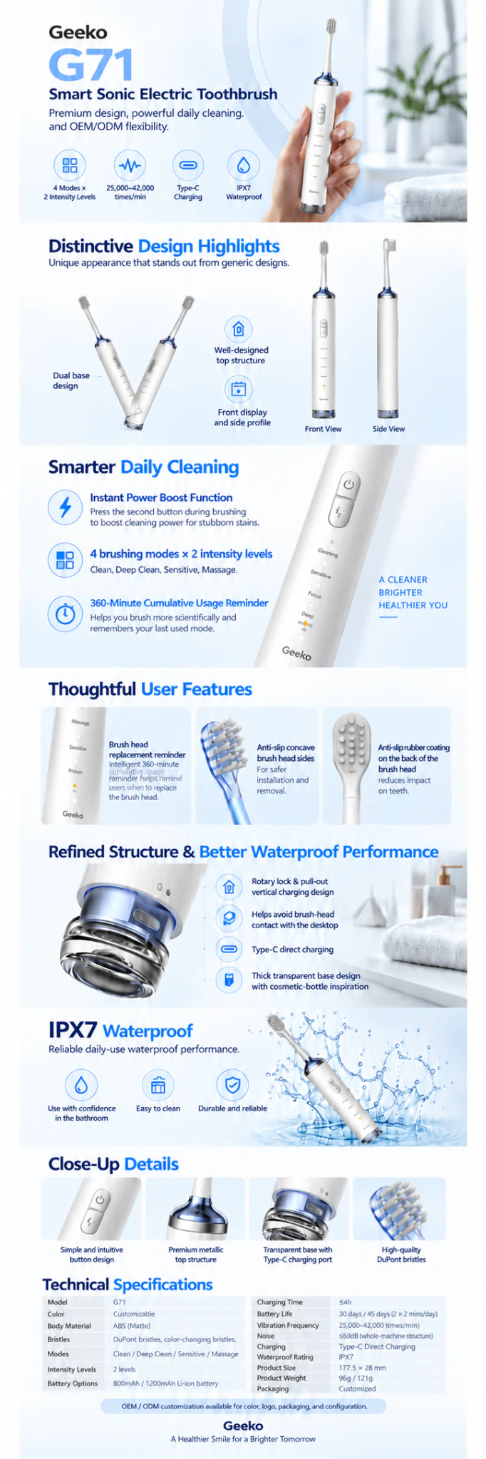 G71 Sonic Electric Toothbrush detail 1